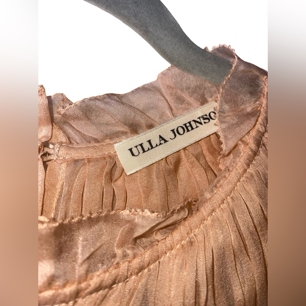 Ulla Johnson Arabella Shirred 100% Silk Blouse Desert Rose Pink - Size 10 - Picture 3 of 6